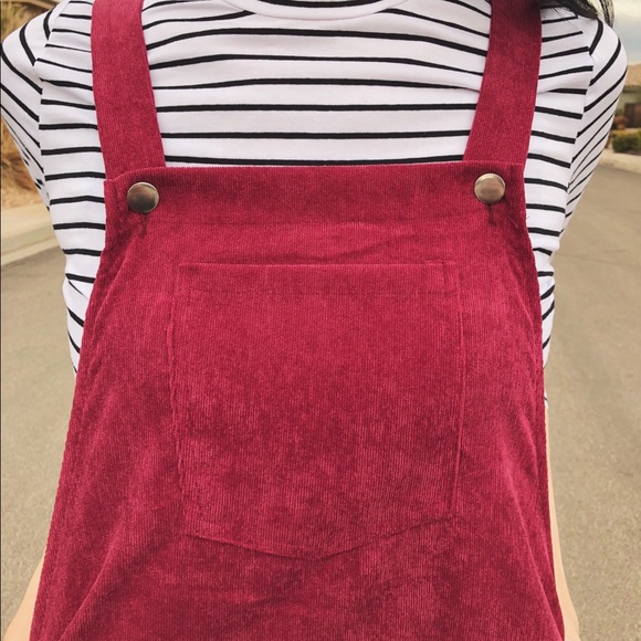 LAST ONE SALE Burgundy Corduroy Overall dress - Picture 6 of 8